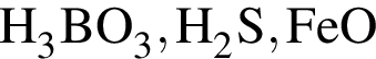 \ChemFormH_3BO_3, H_2S, FeO