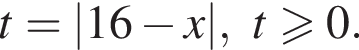 t=|16 минус x|, t боль­ше или равно 0.
