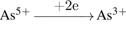 \ChemFormAs в сте­пе­ни 5 в сте­пе­ни п люс \reactrarrow0pt1,5 cm плюс 2e As в кубе в сте­пе­ни п люс 