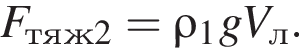 F_тяж2= \rho_1gV_л. 