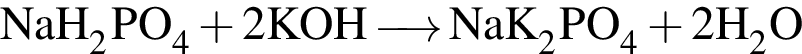 \ChemFormNaH_2PO_4 плюс 2KOH\reactrarrow0pt0.5 cmNaK_2PO_4 плюс 2H_2O