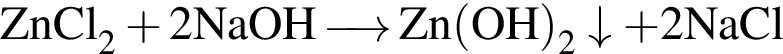 \ChemFormZnCl_2 плюс 2NaOH\reactrarrow0pt0.5 cm Zn левая круг­лая скоб­ка OH пра­вая круг­лая скоб­ка _2\downarrow плюс 2NaCl 