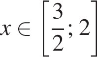 x при­над­ле­жит левая квад­рат­ная скоб­ка дробь: чис­ли­тель: 3, зна­ме­на­тель: 2 конец дроби ; 2 пра­вая квад­рат­ная скоб­ка 