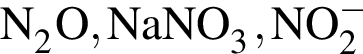 \ChemFormN_2O, NaNO_3, NO_2 в сте­пе­ни левая круг­лая скоб­ка минус пра­вая круг­лая скоб­ка 