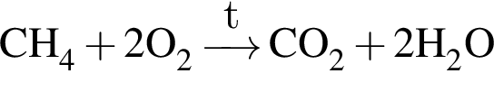 \ChemFormCH_4 плюс 2O_2 \reactrarrow0pt0.5 cmt CO_2 плюс 2H_2O