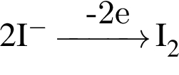 \ChemForm2I в сте­пе­ни м инус \reactrarrow0pt1,0 cm минус 2e I_2