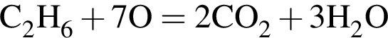 \ChemFormC_2H_6 плюс 7O=2CO_2 плюс 3H_2O