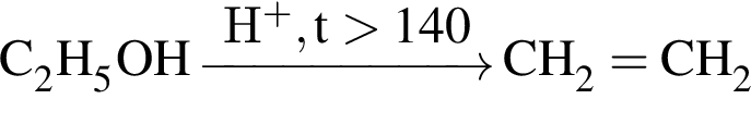 \ChemFormC_2H_5OH \reactrarrow0pt2 cmH в степени п люс , t больше 140\circC CH_2= CH_2