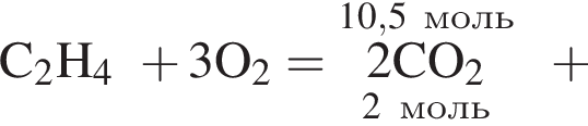  \rm C_2H_4 плюс 3O_2 = \overset10,5 моль\underset2 моль 2\rm CO_2 плюс 