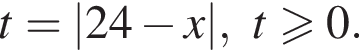 t=|24 минус x|, t боль­ше или равно 0.