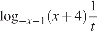  ло­га­рифм по ос­но­ва­нию левая круг­лая скоб­ка минус x минус 1 пра­вая круг­лая скоб­ка левая круг­лая скоб­ка x плюс 4 пра­вая круг­лая скоб­ка дробь: чис­ли­тель: 1, зна­ме­на­тель: t конец дроби 