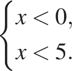  си­сте­ма вы­ра­же­ний x мень­ше 0, x мень­ше 5. конец си­сте­мы . 
