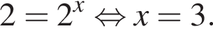 2=2 в сте­пе­ни x рав­но­силь­но x=3.