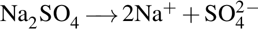 \ChemFormNa_2SO_4 \reactrarrow0 pt0.5 cm 2Na в сте­пе­ни п люс плюс SO_4 в квад­ра­те в сте­пе­ни м инус 