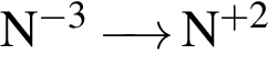 \ChemFormN в сте­пе­ни левая круг­лая скоб­ка минус 3 пра­вая круг­лая скоб­ка \reactrarrow0 pt0.5 cm N в сте­пе­ни левая круг­лая скоб­ка плюс 2 пра­вая круг­лая скоб­ка 