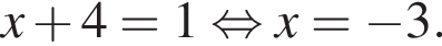 x плюс 4=1 рав­но­силь­но x= минус 3.