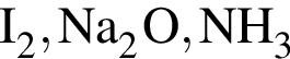 \ChemFormI_2, Na_2O, NH_3