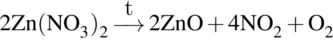 \ChemForm2Zn левая круг­лая скоб­ка NO_3 пра­вая круг­лая скоб­ка _2\reactrarrow0pt0.5 cmt 2ZnO плюс 4NO_2 плюс O_2