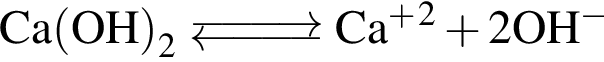\ChemFormCa левая круг­лая скоб­ка OH пра­вая круг­лая скоб­ка _2 \Equilibarrow Ca в сте­пе­ни п люс в квад­ра­те плюс 2OH в сте­пе­ни м инус 