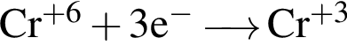 \ChemFormCr в сте­пе­ни левая круг­лая скоб­ка плюс 6 пра­вая круг­лая скоб­ка плюс 3e в сте­пе­ни м инус \reactrarrow0pt0,5 cm Cr в сте­пе­ни левая круг­лая скоб­ка плюс 3 пра­вая круг­лая скоб­ка 