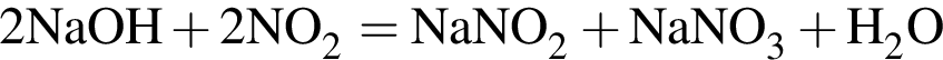 \ChemForm2NaOH плюс 2NO_2 = NaNO_2 плюс NaNO_3 плюс H_2O