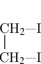 \tetrahedral3== левая круг­лая скоб­ка yl пра­вая круг­лая скоб­ка ;0==CH$_2$ минус минус минус I;3==CH$_2$ минус минус минус I 