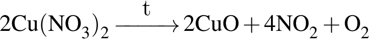 \ChemForm2 Cu левая круг­лая скоб­ка NO_3 пра­вая круг­лая скоб­ка _2 \reactrarrow0pt1 cmt 2CuO плюс 4NO_2 плюс O_2