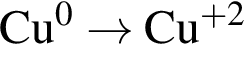 \ChemFormCu в сте­пе­ни 0 \to Cu в сте­пе­ни левая круг­лая скоб­ка плюс 2 пра­вая круг­лая скоб­ка 