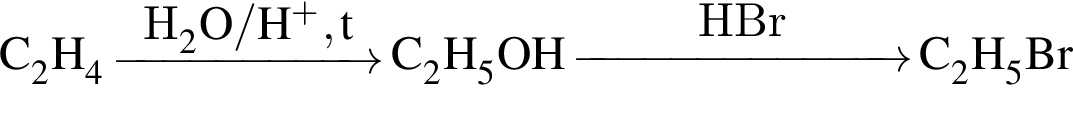 \ChemFormC_2H_4\reactrarrow0pt2 cmH_2O/H в сте­пе­ни п люс , tC_2H_5OH\reactrarrow0pt2,5 cmHBrC_2H_5Br