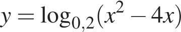 y= ло­га­рифм по ос­но­ва­нию левая круг­лая скоб­ка 0,2 пра­вая круг­лая скоб­ка левая круг­лая скоб­ка x в квад­ра­те минус 4 x пра­вая круг­лая скоб­ка 