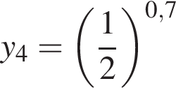 y_4= левая круг­лая скоб­ка дробь: чис­ли­тель: 1, зна­ме­на­тель: 2 конец дроби пра­вая круг­лая скоб­ка в сте­пе­ни левая круг­лая скоб­ка 0,7 пра­вая круг­лая скоб­ка 