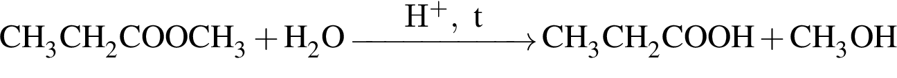 \ChemFormCH_3CH_2COOCH_3 плюс H_2O \reactrarrow0pt2 cmH в сте­пе­ни п люс , tCH_3CH_2COOH плюс CH_3OH