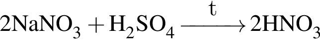 \ChemForm 2NaNO_3 плюс H_2SO_4\reactrarrow0pt1 cmt 2HNO_3