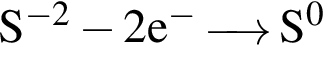 \ChemFormS в сте­пе­ни левая круг­лая скоб­ка минус 2 пра­вая круг­лая скоб­ка минус 2e в сте­пе­ни м инус \reactrarrow0pt0,5 cm S в сте­пе­ни 0 
