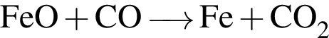 \ChemFormFeO плюс CO \reactrarrow0pt0.5 cm Fe плюс CO_2