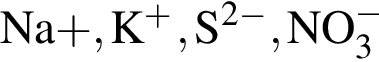 \ChemFormNa плюс , K в сте­пе­ни п люс , S в сте­пе­ни левая круг­лая скоб­ка 2 минус пра­вая круг­лая скоб­ка , NO_3 в сте­пе­ни м инус 
