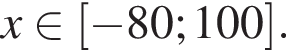 x при­над­ле­жит левая квад­рат­ная скоб­ка минус 80;100 пра­вая квад­рат­ная скоб­ка .