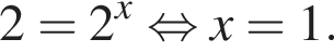 2=2 в сте­пе­ни x рав­но­силь­но x=1.