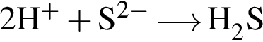 \ChemForm2H в сте­пе­ни п люс плюс S в сте­пе­ни левая круг­лая скоб­ка 2 минус пра­вая круг­лая скоб­ка \reactrarrow0pt0.5 cm H_2S