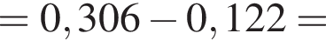 = 0,306 минус 0,122 =