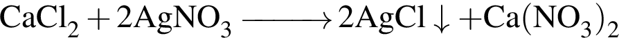 \ChemFormCaCl_2 плюс 2AgNO_3 \reactrarrow0pt1 cm 2AgCl\downarrow плюс Ca левая круг­лая скоб­ка NO_3 пра­вая круг­лая скоб­ка _2