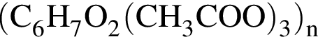 \ChemForm левая круг­лая скоб­ка C_6H_7O_2 левая круг­лая скоб­ка CH_3COO пра­вая круг­лая скоб­ка _3 пра­вая круг­лая скоб­ка _n
